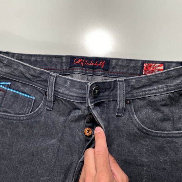 Cult of Individuality Hagen Relaxed Gray Selvedge Denim Jeans mens size 31x27 - Picture 3 of 12